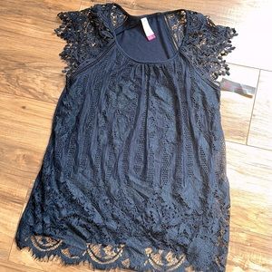 NWT navy crotchet shirt